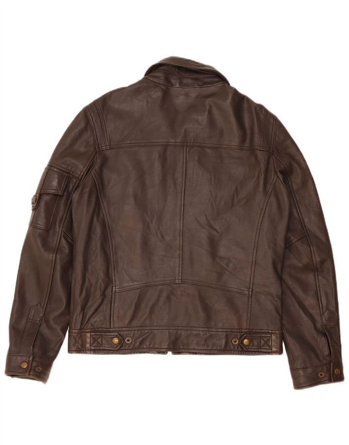 Zara Veste en cuir pour homme UK 38 Cuir marron moyen