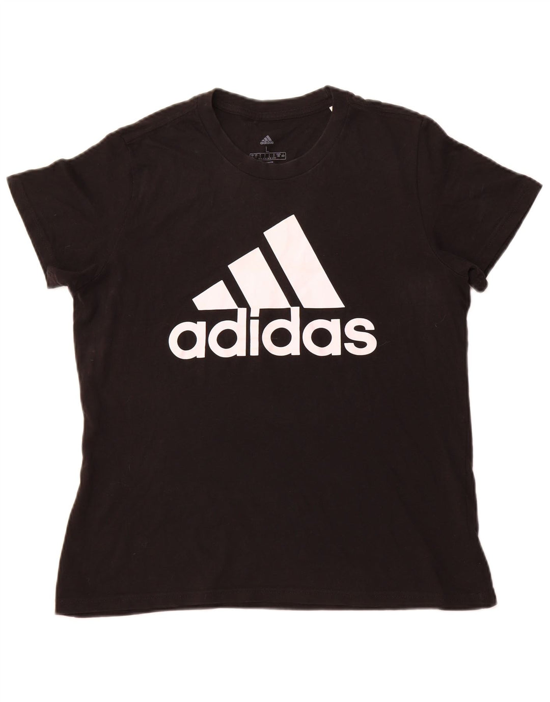 ADIDAS T-shirt graphique pour femme UK 16/18 Large Noir Coton