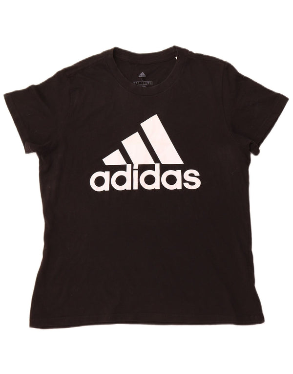ADIDAS T-shirt graphique pour femme UK 16/18 Large Noir Coton