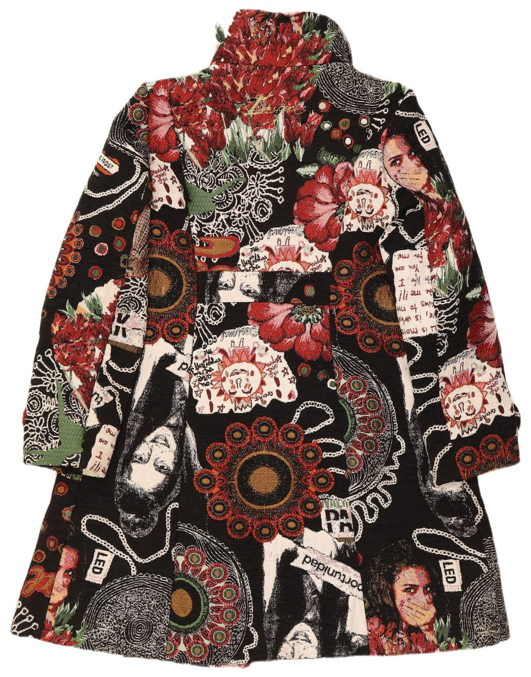 Desigual Pardessus à motif abstrait pour femme EU 46 XL Noir Floral Polyester