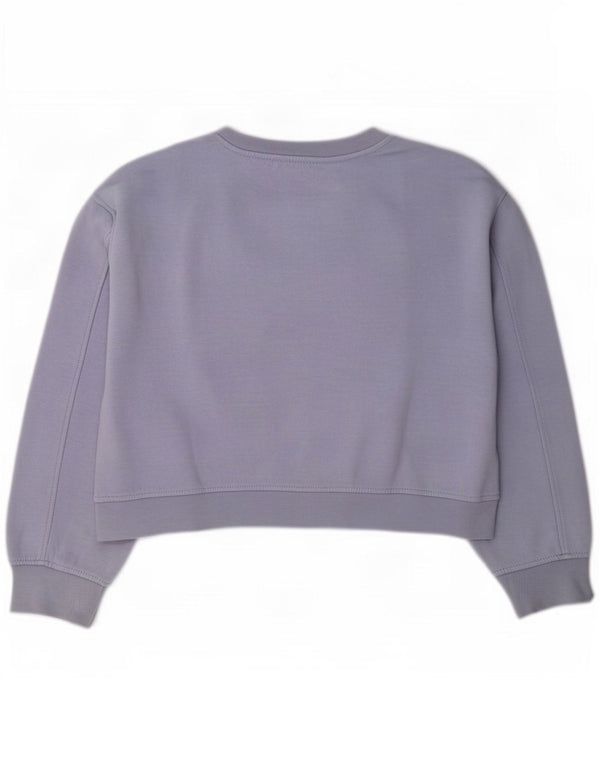 Zara Womens Crop Sweatshirt Jumper UK 16 Large Violet Coton