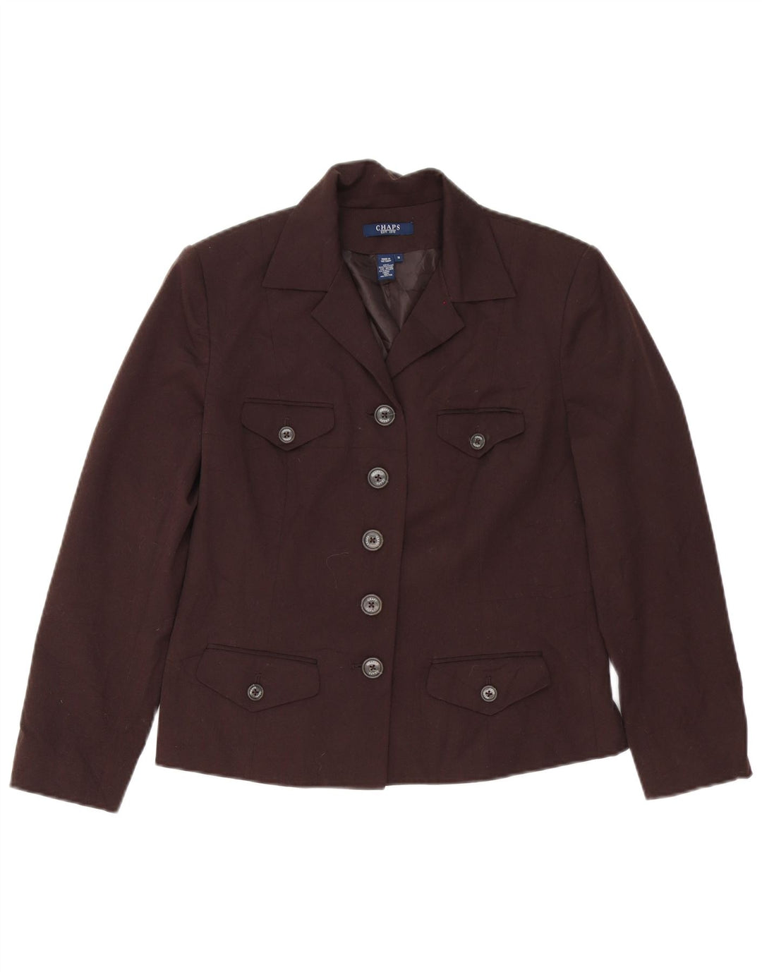 Chaps Veste blazer à 5 boutons pour femme US 10 Large Marron Polyester