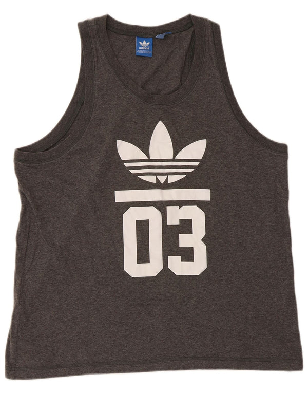 Adidas Débardeur graphique pour hommes, grand, gris, coton
