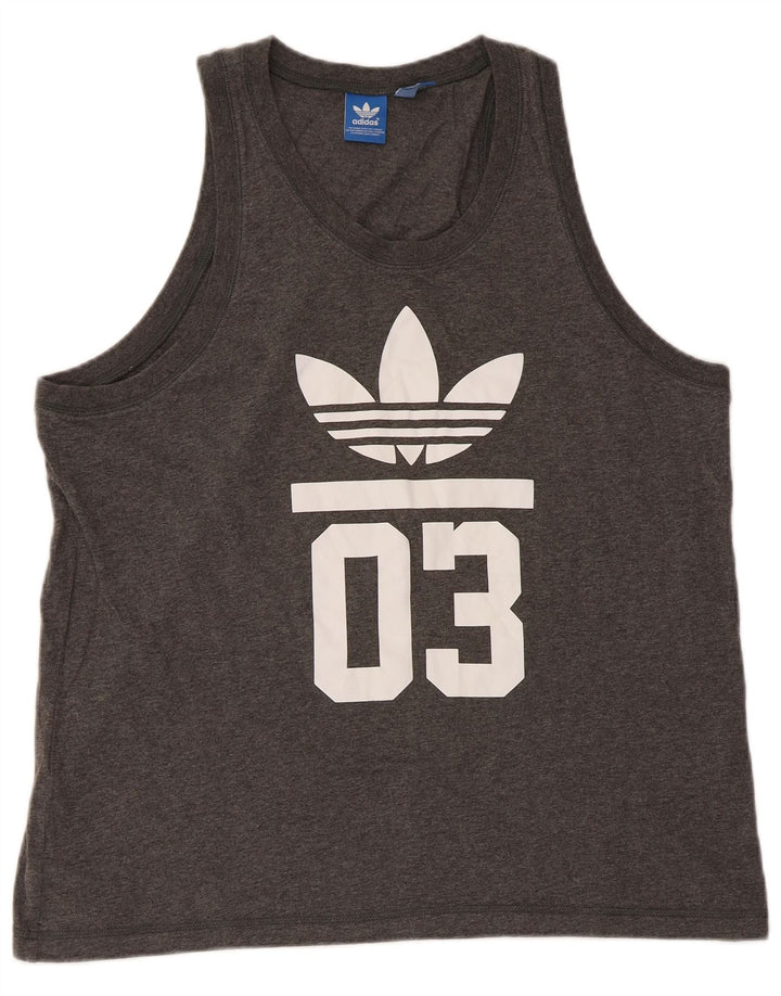 Adidas Débardeur graphique pour hommes, grand, gris, coton