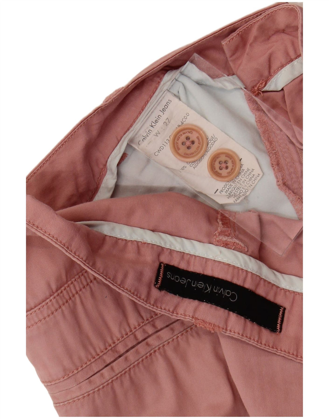 CALVIN KLEIN JEANS Short Chino Femme W27 Petit Rose Coton