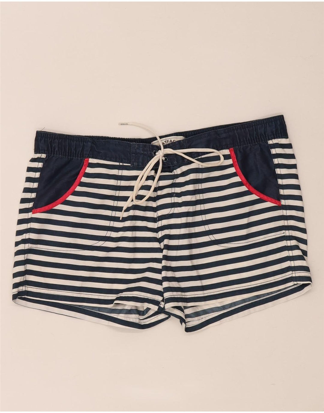 Fat Face Short de Bain Femme UK 44 Grand Bleu Marine Rayé Polyester