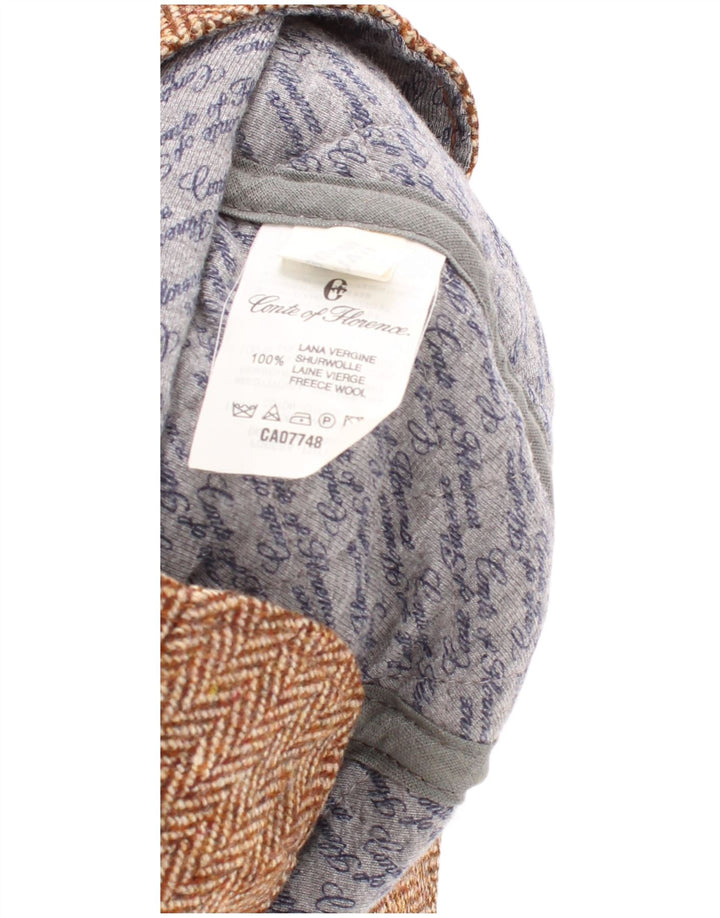 Conte of Florence Casquette Plate Homme Beige Moyen à Chevrons Classique