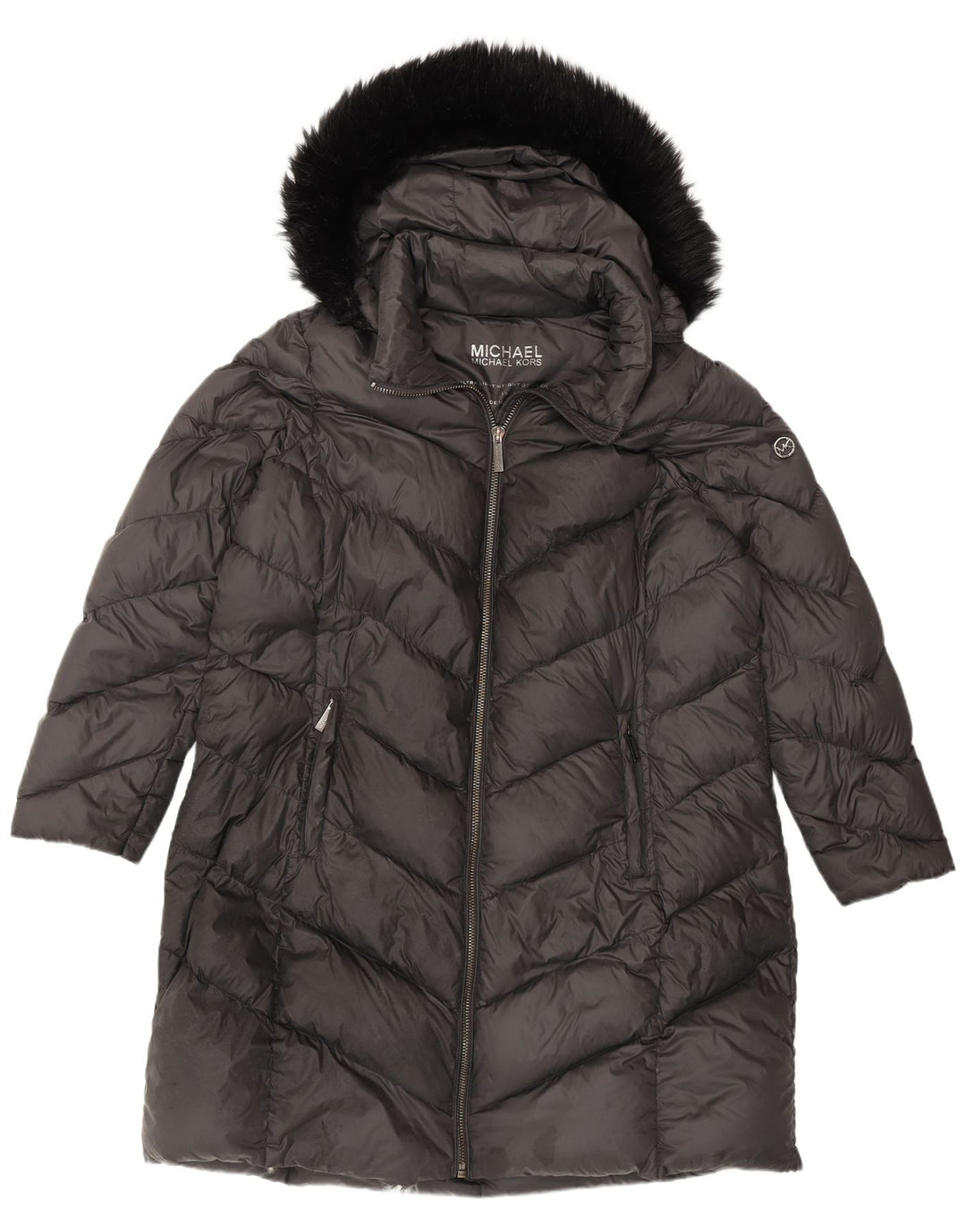MICHAEL KORS Manteau rembourré à capuche pour femme UK 18 XL Nylon gris
