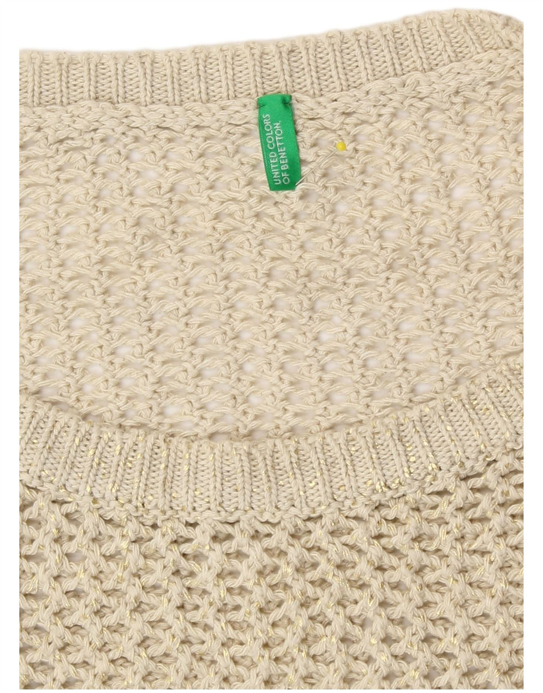 Benetton Débardeur en crochet pour femme UK 14 Beige moyen