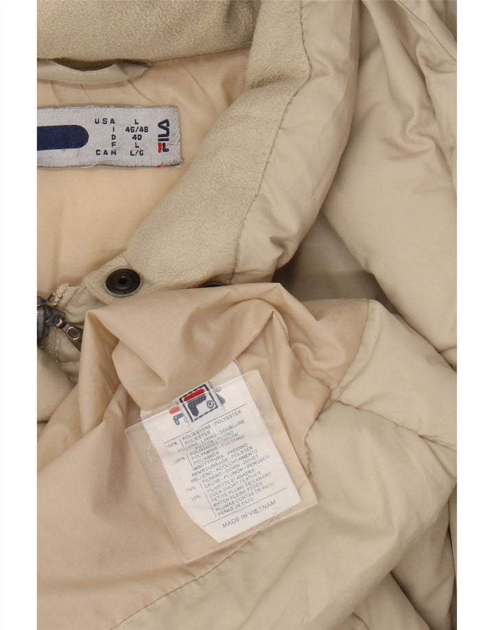 Fila Manteau rembourré à capuche pour femme UK 16 Large Beige Polyester