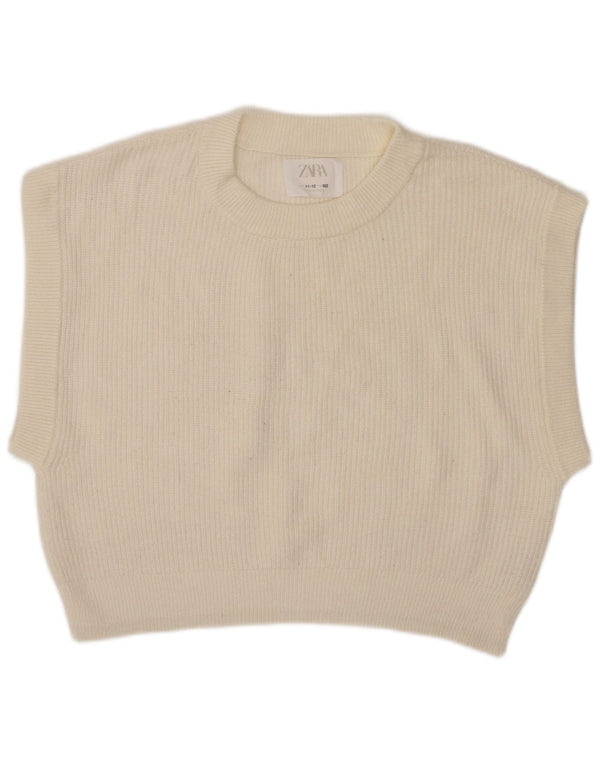 Débardeur Gilet Fille Zara 11-12 Ans Blanc Viscose