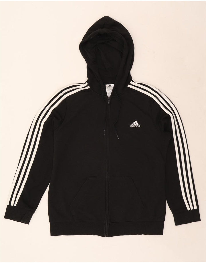 ADIDAS Pull à capuche zippé pour femme UK 16/18 Grand coton noir