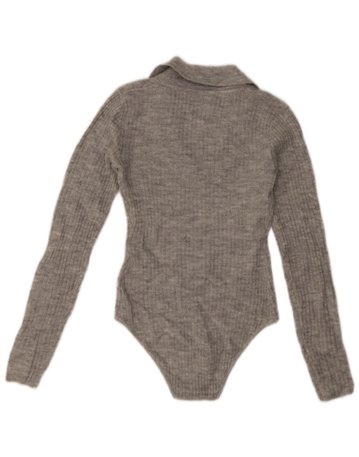 Jack Wills Body à manches longues pour femme UK 8 Small Gris Acrylique