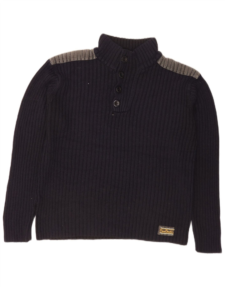 Pierre Cardin Pull à col boutonné pour homme Petit Bleu marine Colourblock
