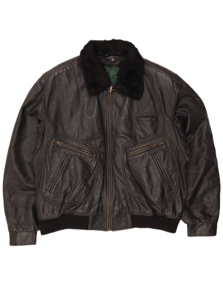 Veste en cuir homme vintage IT 56 3XL Cuir noir