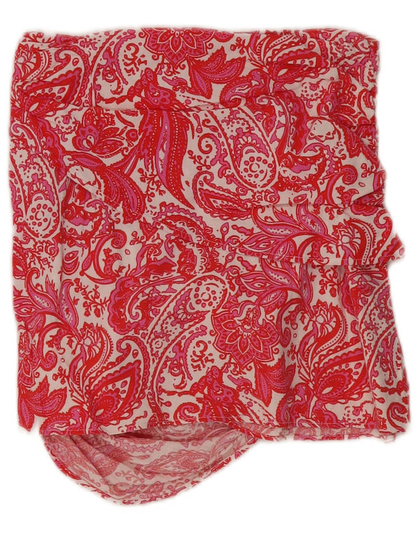 Zara Femme Mini Jupe Medium W28 Rouge Paisley