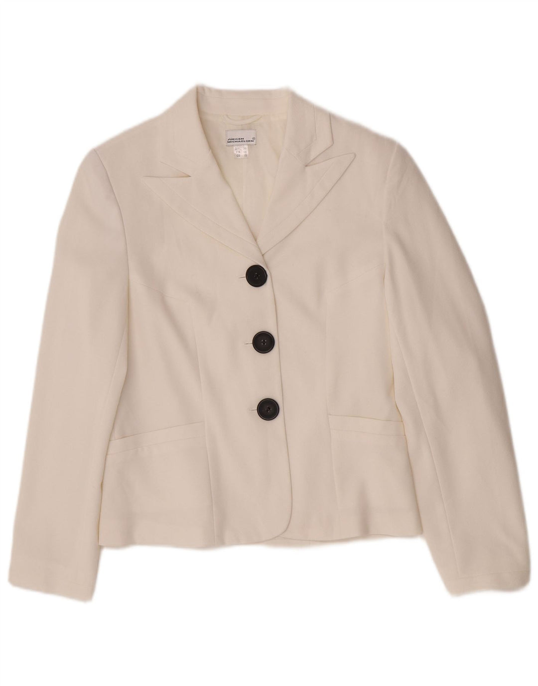Jurgen Michaelsen Veste blazer à 3 boutons pour femme UK 10 Petit Blanc Polyester