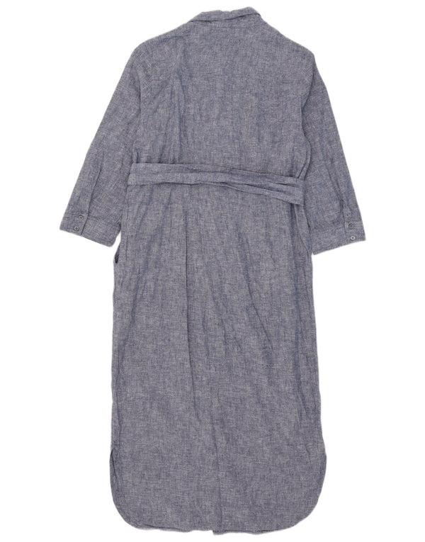 Robe chemise surdimensionnée à manches 3/4 Boden pour femme UK 10 petit lin bleu marine