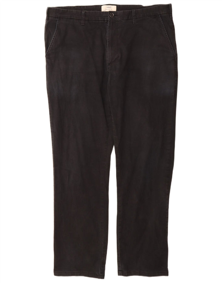Marks & Spencer Pantalon chino coupe classique pour homme W38 L33 Noir Coton