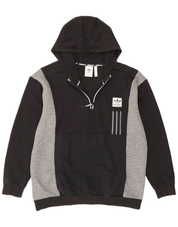 Adidas Pull à capuche zippé pour homme XL en coton color block noir