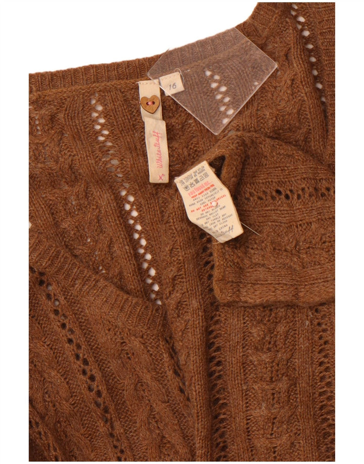 WHITE STUFF Cardigan pour femme UK 16 Large Marron Viscose