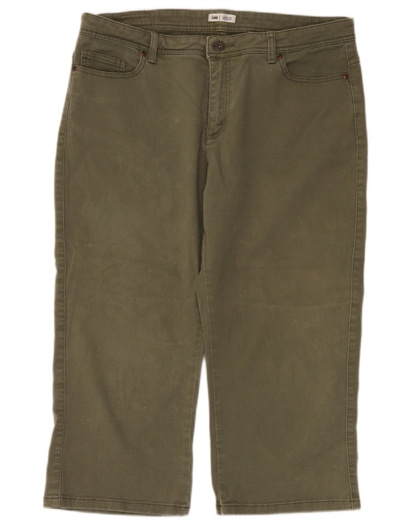 Lee Pantalon Capri Droit Femme US 14 XL W36 L22 Coton Kaki