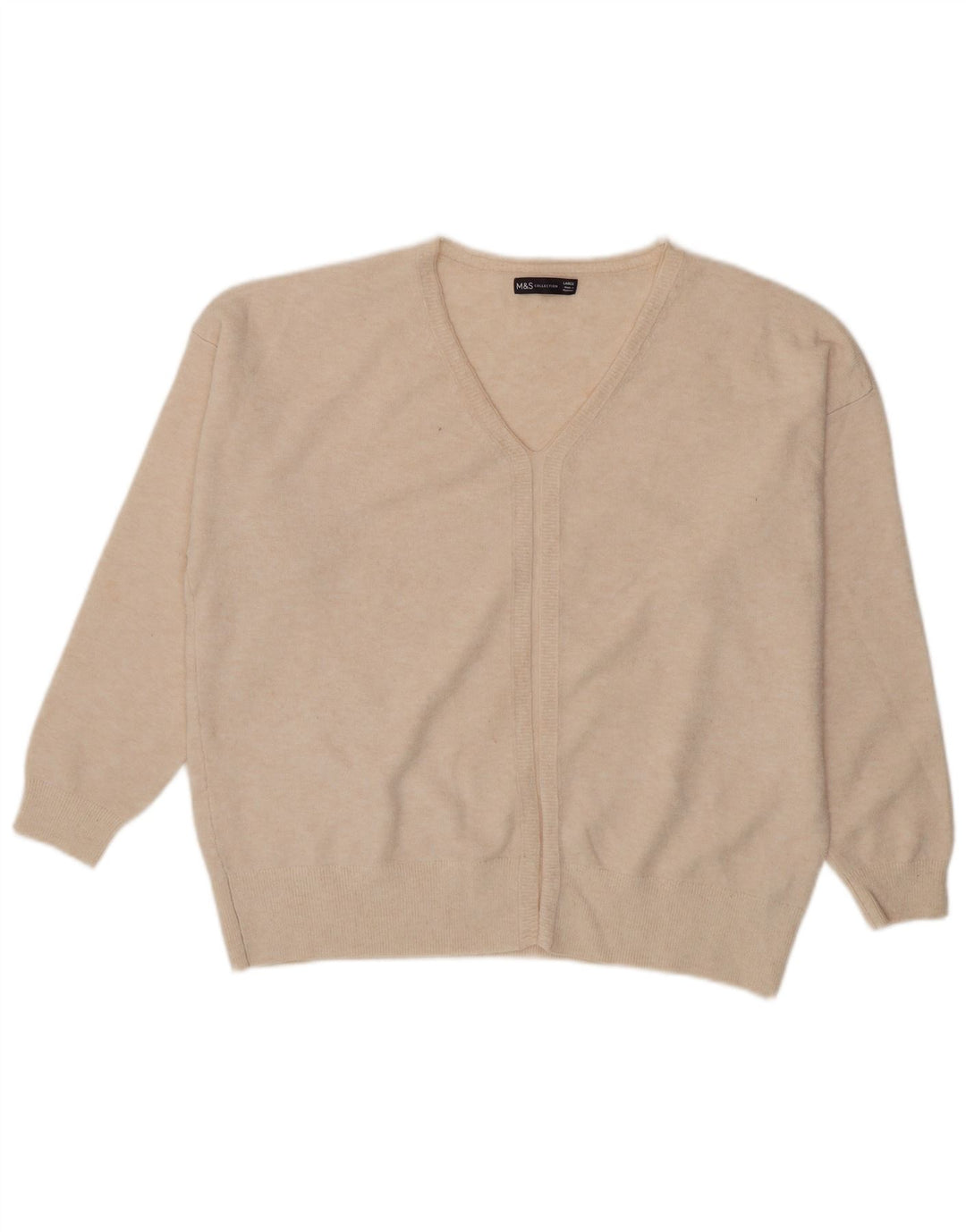 Marks & Spencer Pull surdimensionné à col en V pour femme UK 16 Large Beige