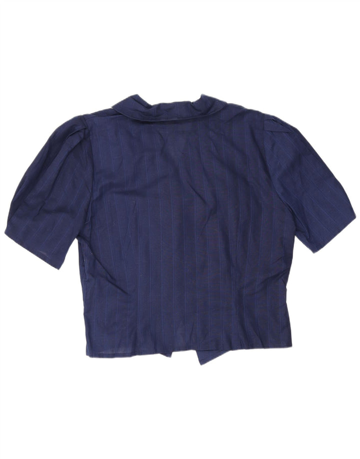 Chemisier chemise femme vintage IT 44 moyen bleu marine rayé