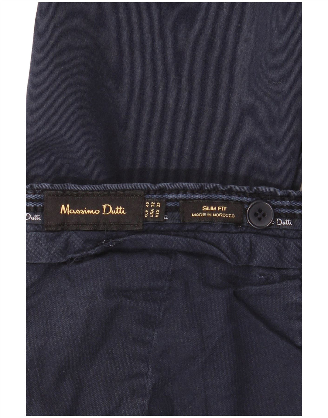 MASSIMO DUTTI Pantalon Chino Coupe Slim Homme EU 42 Large W32 L34 Bleu Marine