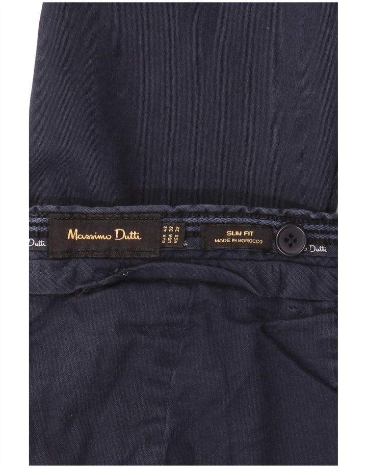 MASSIMO DUTTI Pantalon Chino Coupe Slim Homme EU 42 Large W32 L34 Bleu Marine