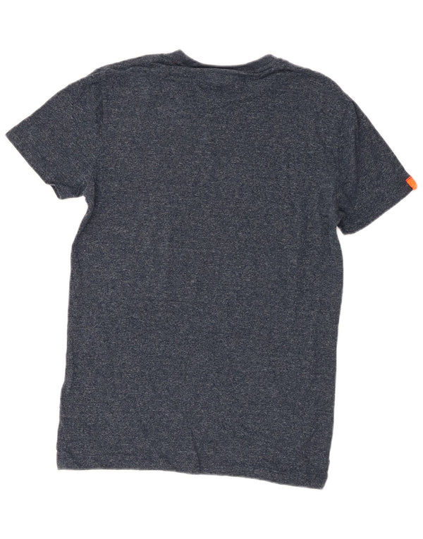 Superdry Homme T-Shirt Top Small Bleu Marine Moucheté Coton