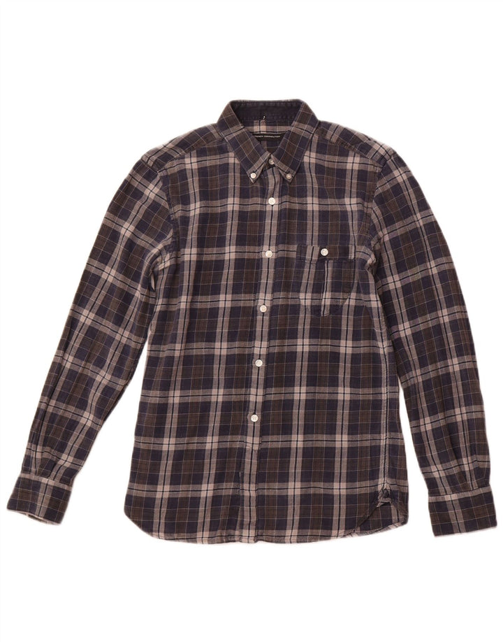 French Connection Chemise Flanelle Homme Bleu Marine XS Coton à Carreaux