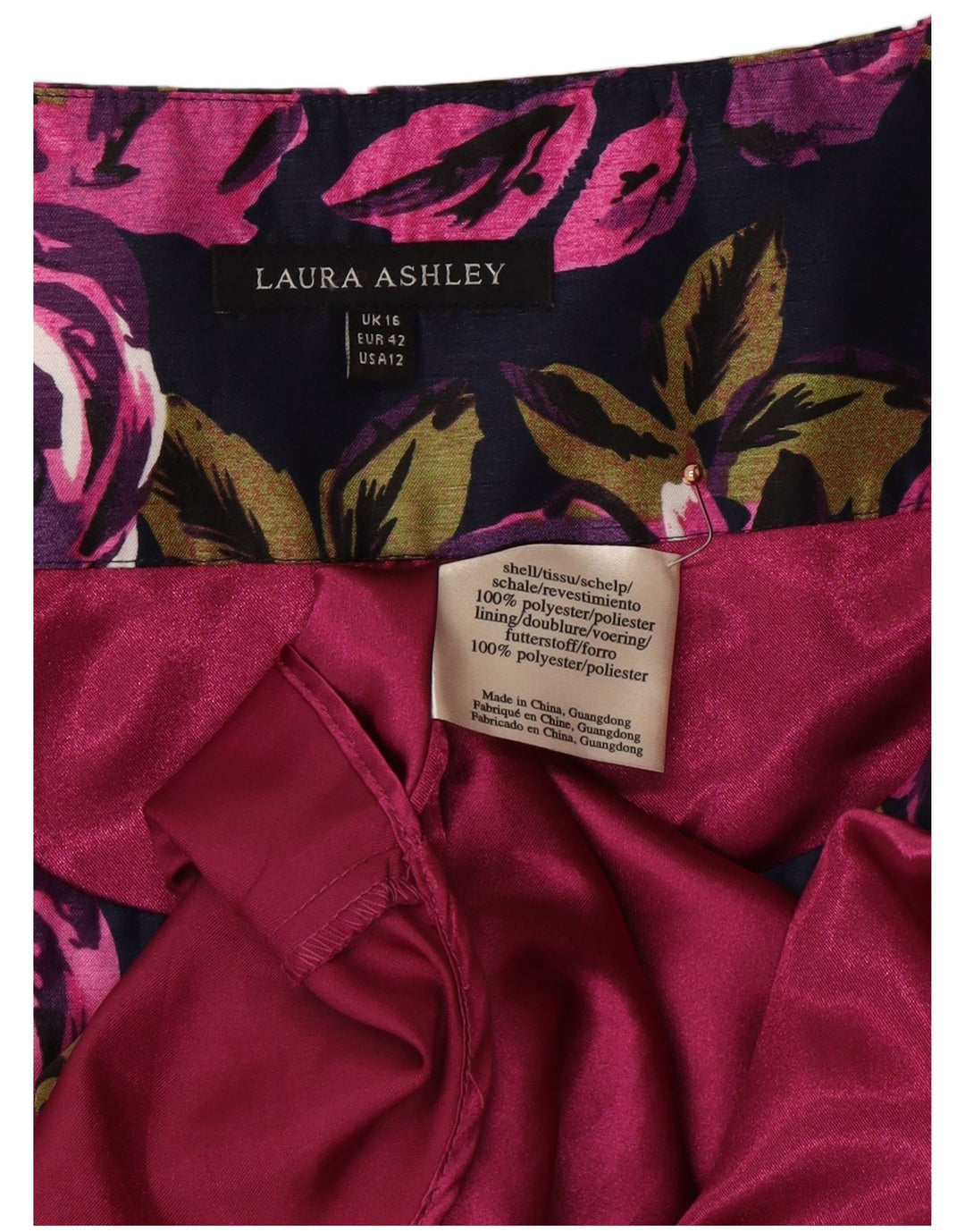 LAURA ASHLEY Robe trapèze sans manches pour femme UK 16 Grand motif floral violet