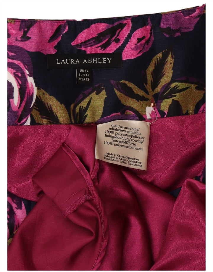 LAURA ASHLEY Robe trapèze sans manches pour femme UK 16 Grand motif floral violet