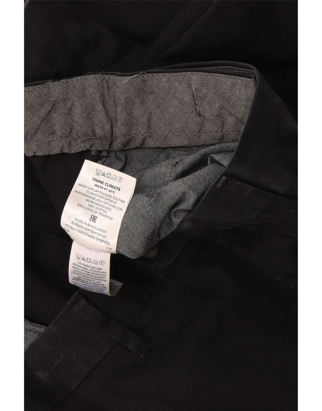 Marks & Spencer Short chino coupe classique pour homme W48 4XL en coton noir