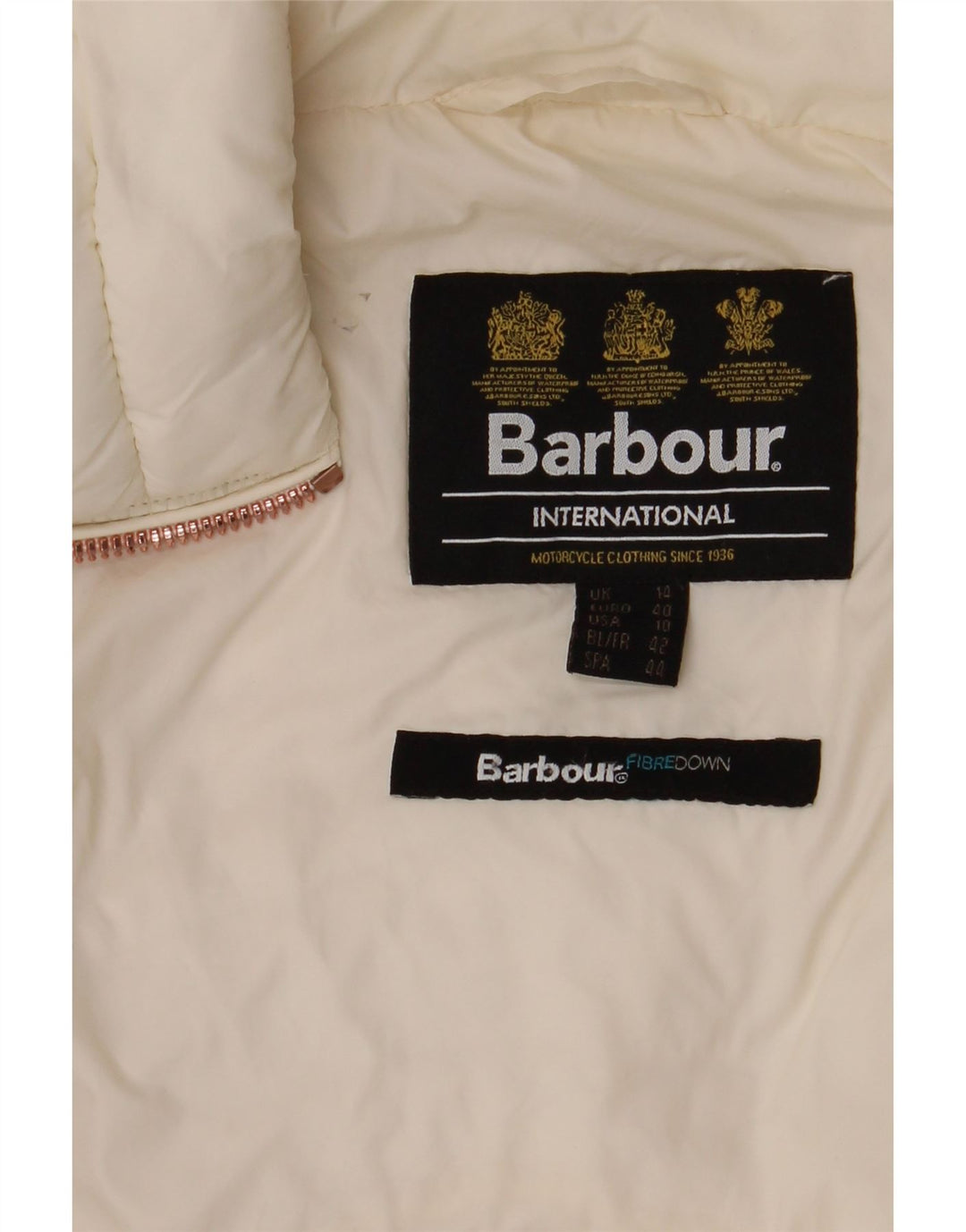 Barbour Manteau rembourré pour femme UK 14 Large Blanc Synthétique