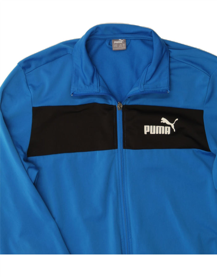 PUMA Boys Tracksuit Top Jacket 15-16 Years Blue Colourblock Polyester Vintage Puma and Second-Hand Puma from Messina Hembry 