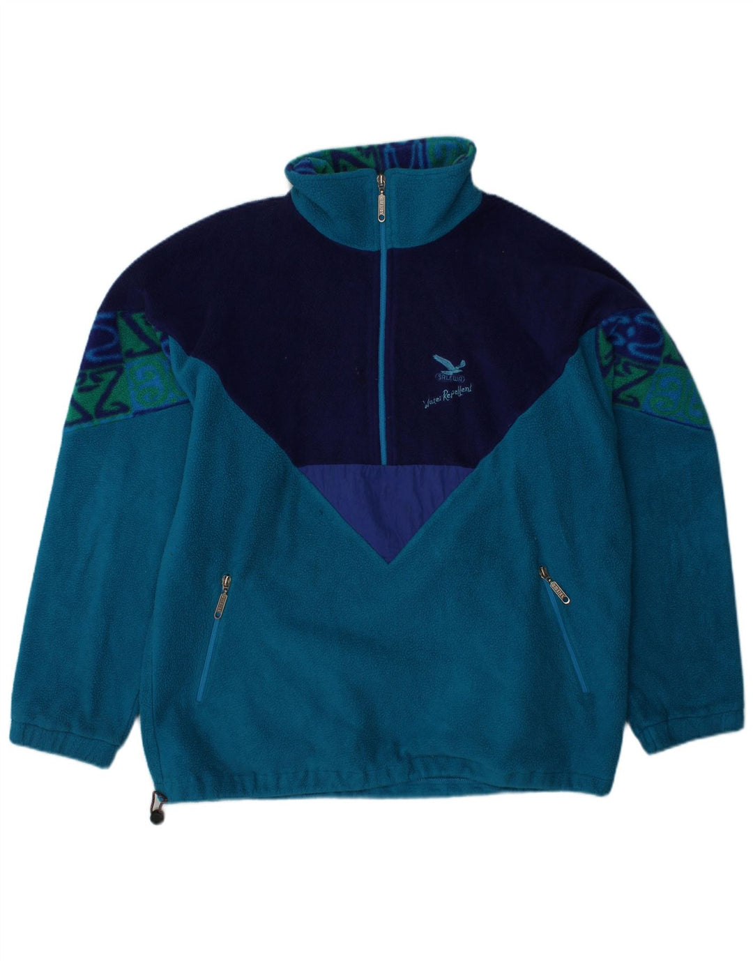 SALEWA Pull polaire Polartec à col zippé pour homme XL Bleu Colorblock Polyester