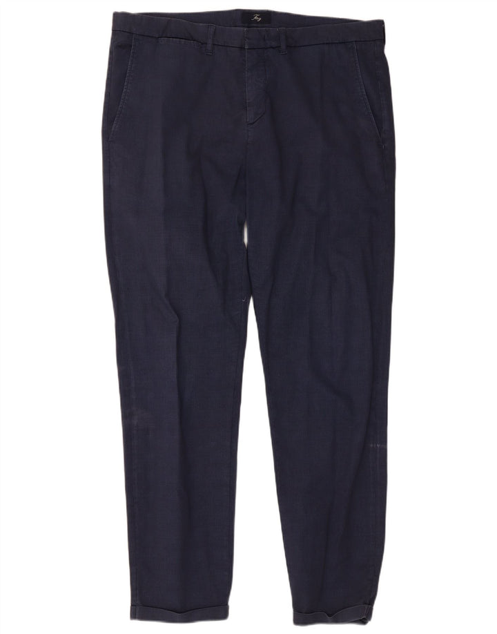 Fay Pantalon Chino Slim Homme W38 L30 Bleu Marine à Carreaux