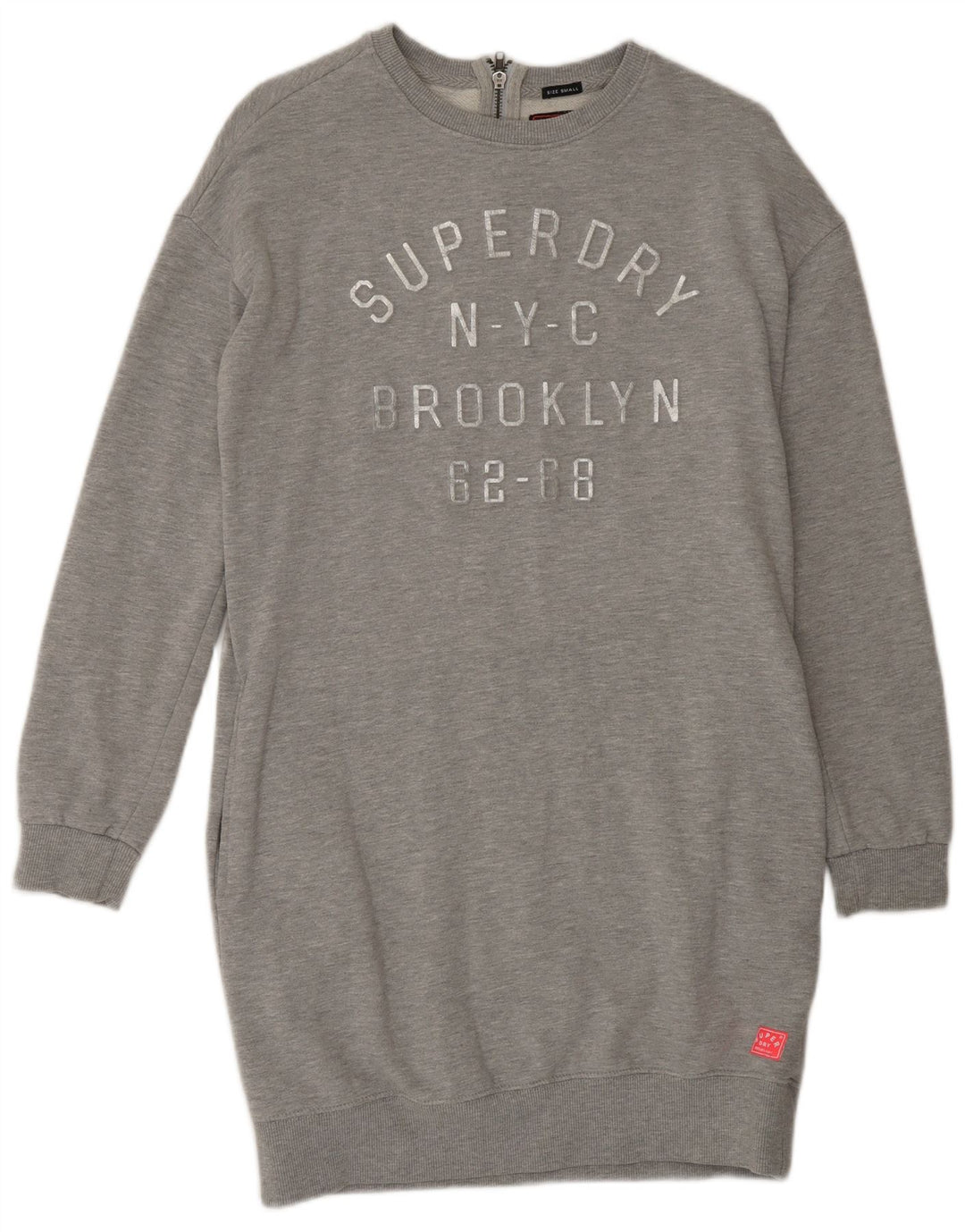 SUPERDRY Robe sweat-shirt graphique surdimensionnée pour femme UK 10 Petit Gris