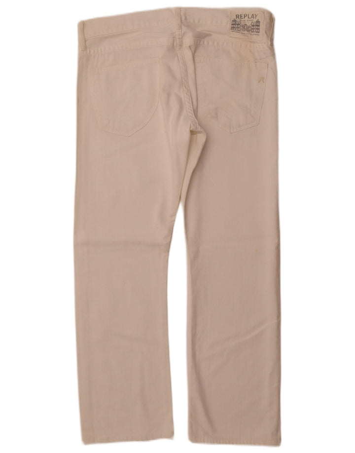 REPLAY Jean Droit Femme W33 L28 Blanc Cassé Coton