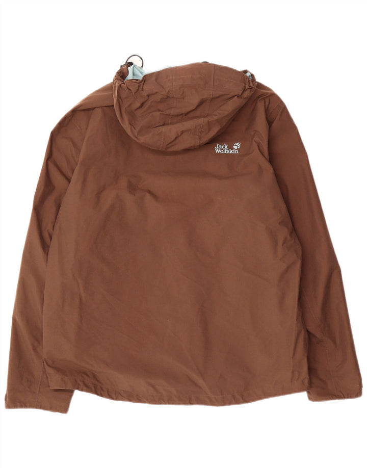 Jack Wolfskin Veste de pluie à capuche pour homme UK 36/38 Marron moyen Polyamide