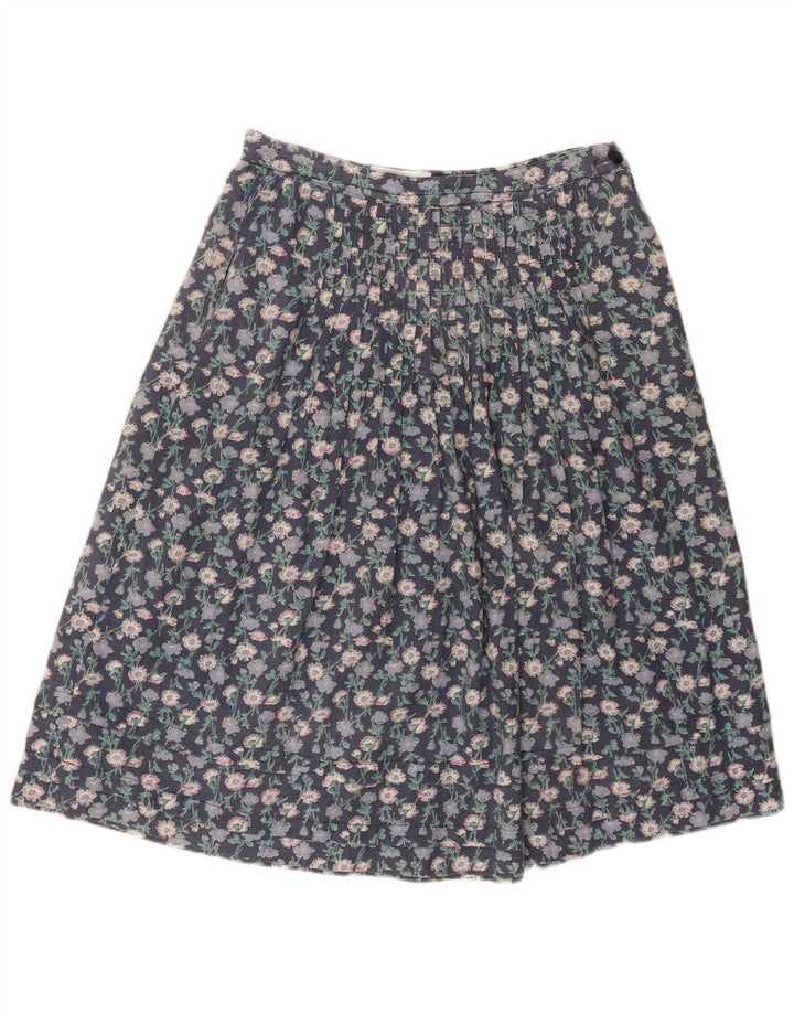 vintage Femme Jupe A-Line W28 Bleu Moyen Floral