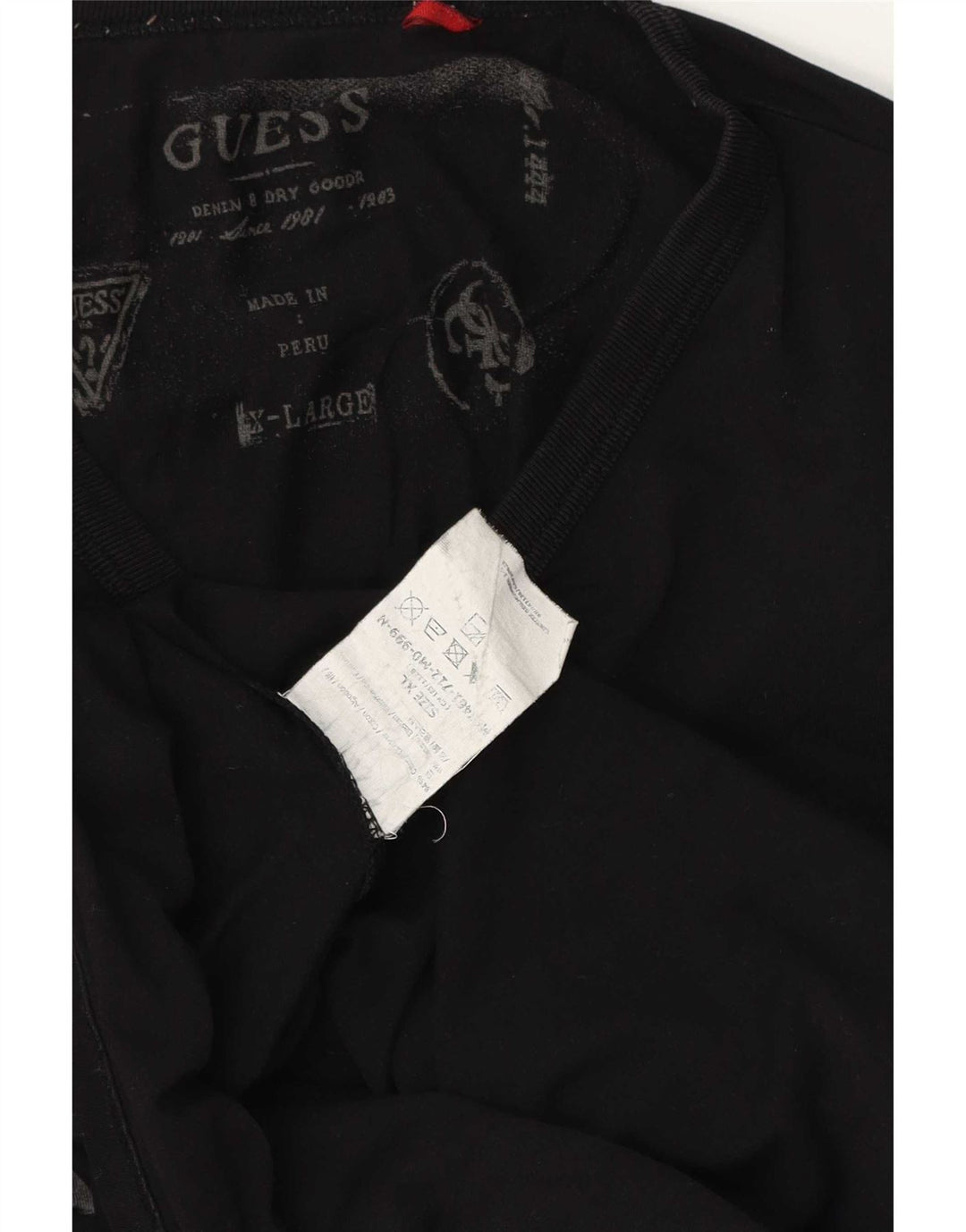 Guess Haut Graphique Homme Manches Longues XL Noir Coton