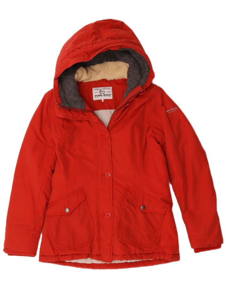 Woolrich Parka à capuche pour femme UK 44 en coton rouge moyen