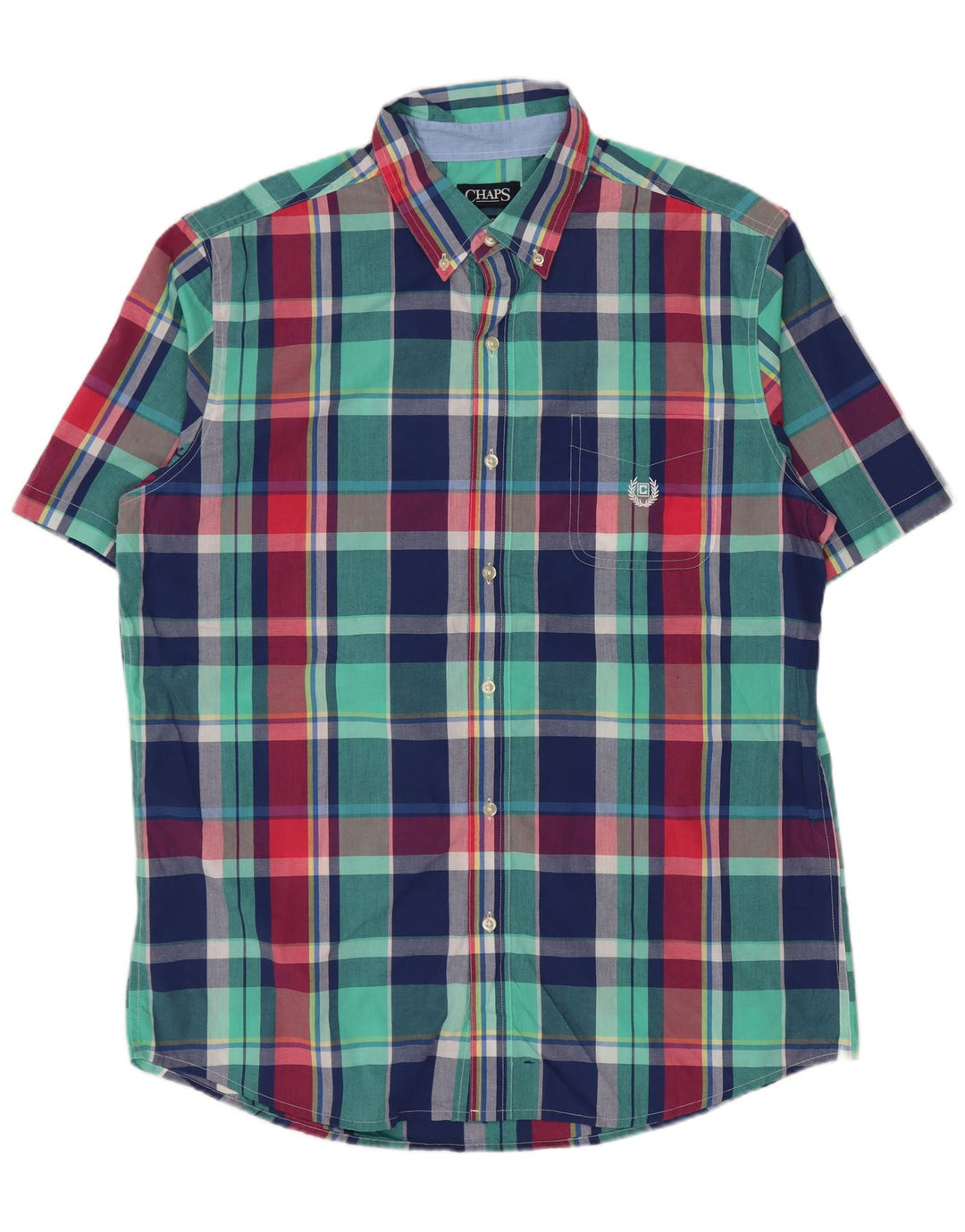 Chaps Chemise à manches courtes pour homme facile d'entretien en coton à carreaux multicolores