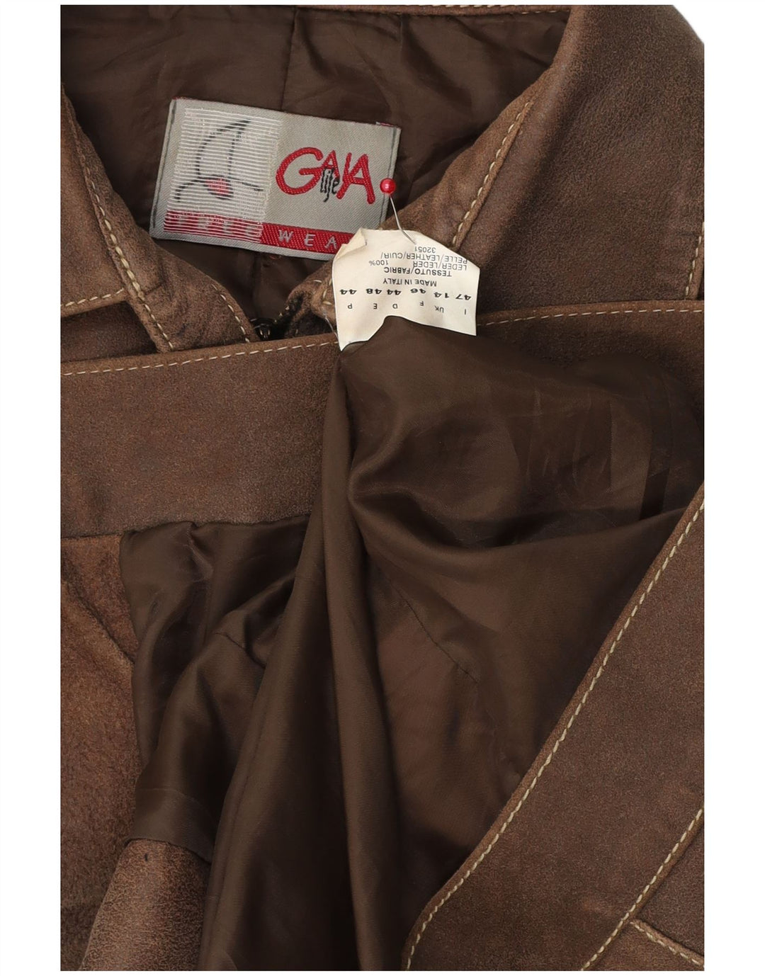 veste en cuir femme vintage UK 14 Grand cuir brun
