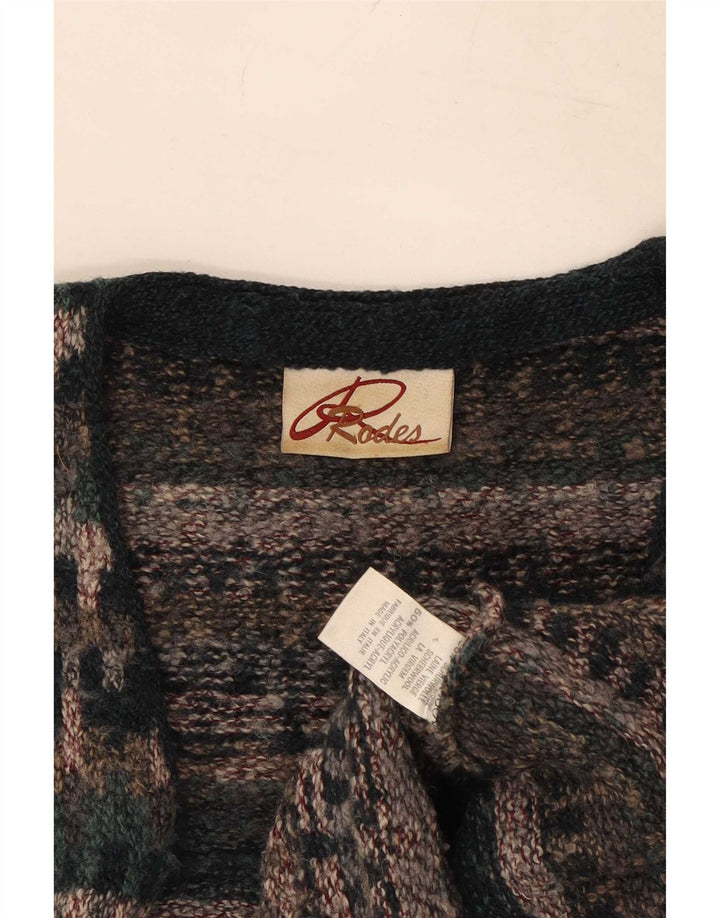Rodes Pull cardigan sans manches pour homme en laine Fair Isle multicolore moyen