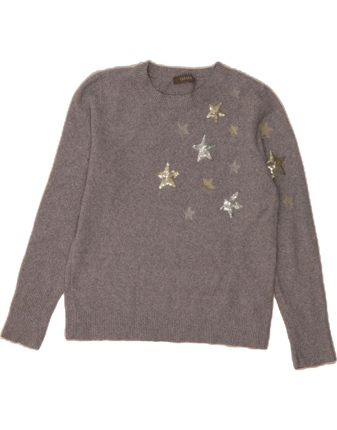 OASIS Womens Boat Neck Jumper Sweater UK 16 Large Grey Polyester Vintage Oasis and Second-Hand Oasis from Messina Hembry 