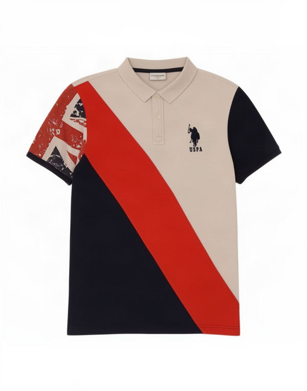 U.S. Polo Assn. Mens Polo Shirt Medium Multicoloured Colourblock Cotton